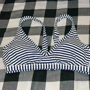 SWEATY BETTY retro striped bikini top navy & white stripe size Medium
